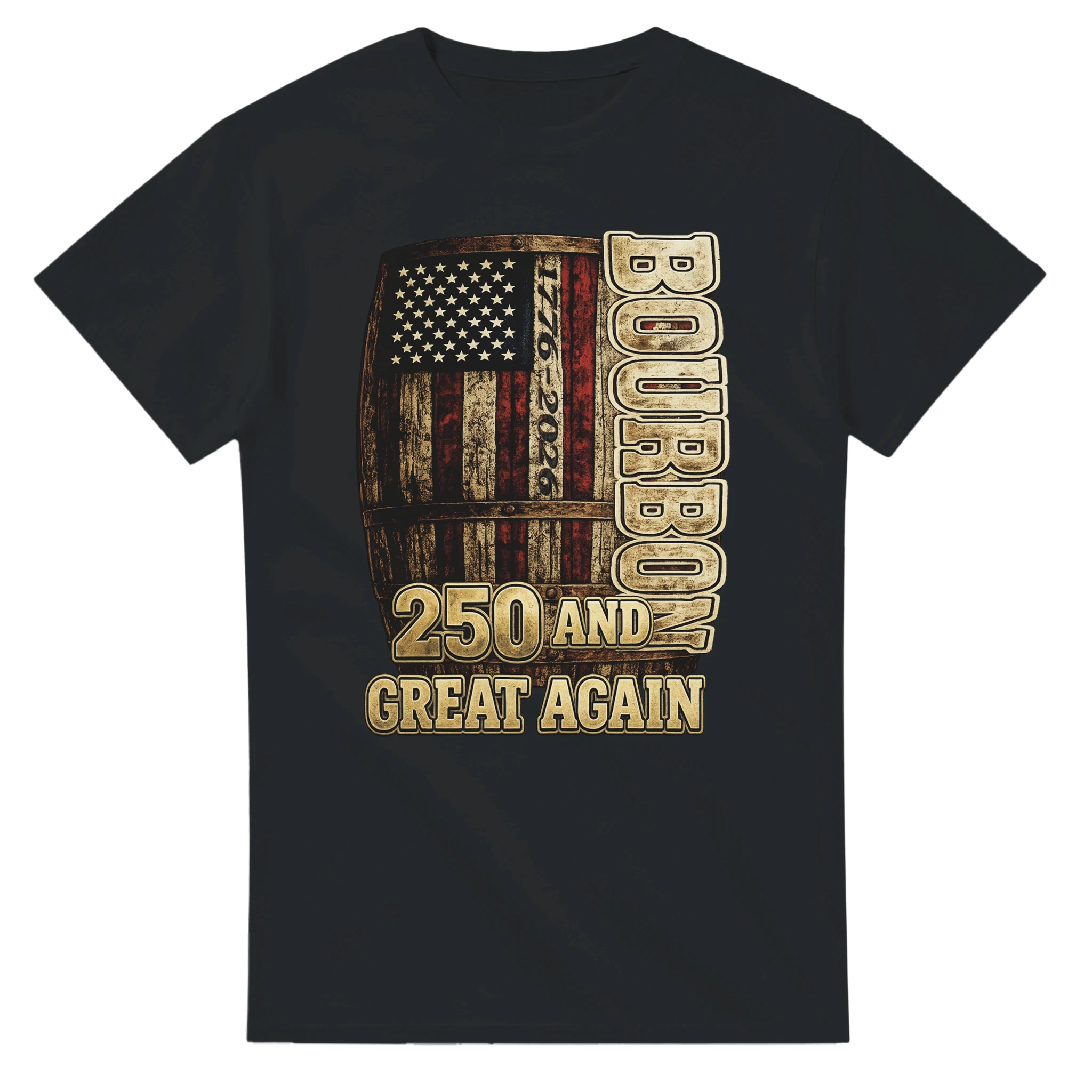 Bourbon & America 250th Anniversary Tee - black front view