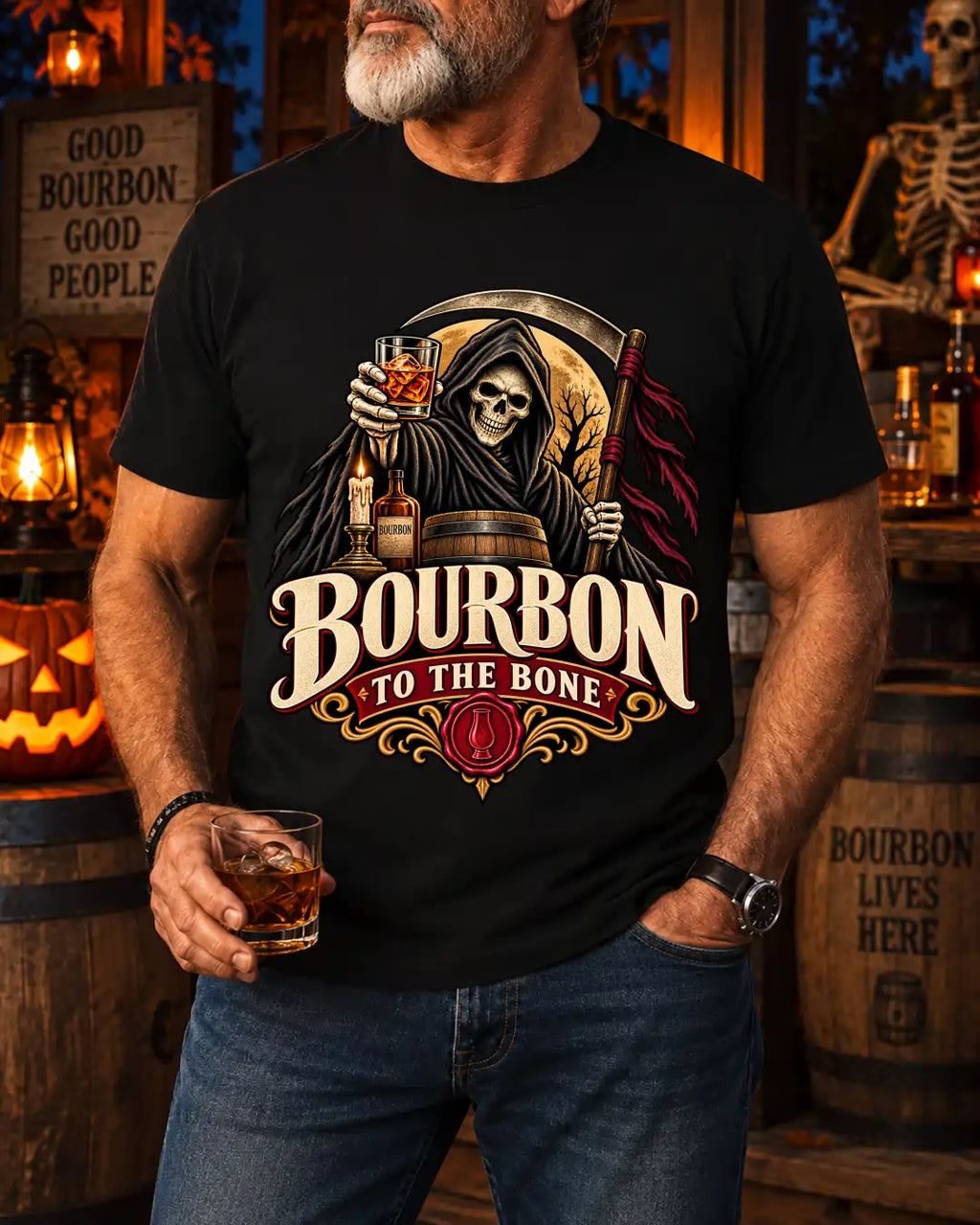 Bourbon to the Bone Halloween Bourbon T-Shirt