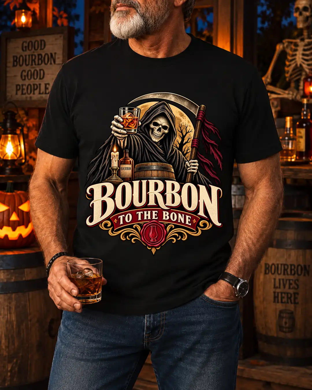 Bourbon to the Bone Halloween Bourbon T-Shirt
