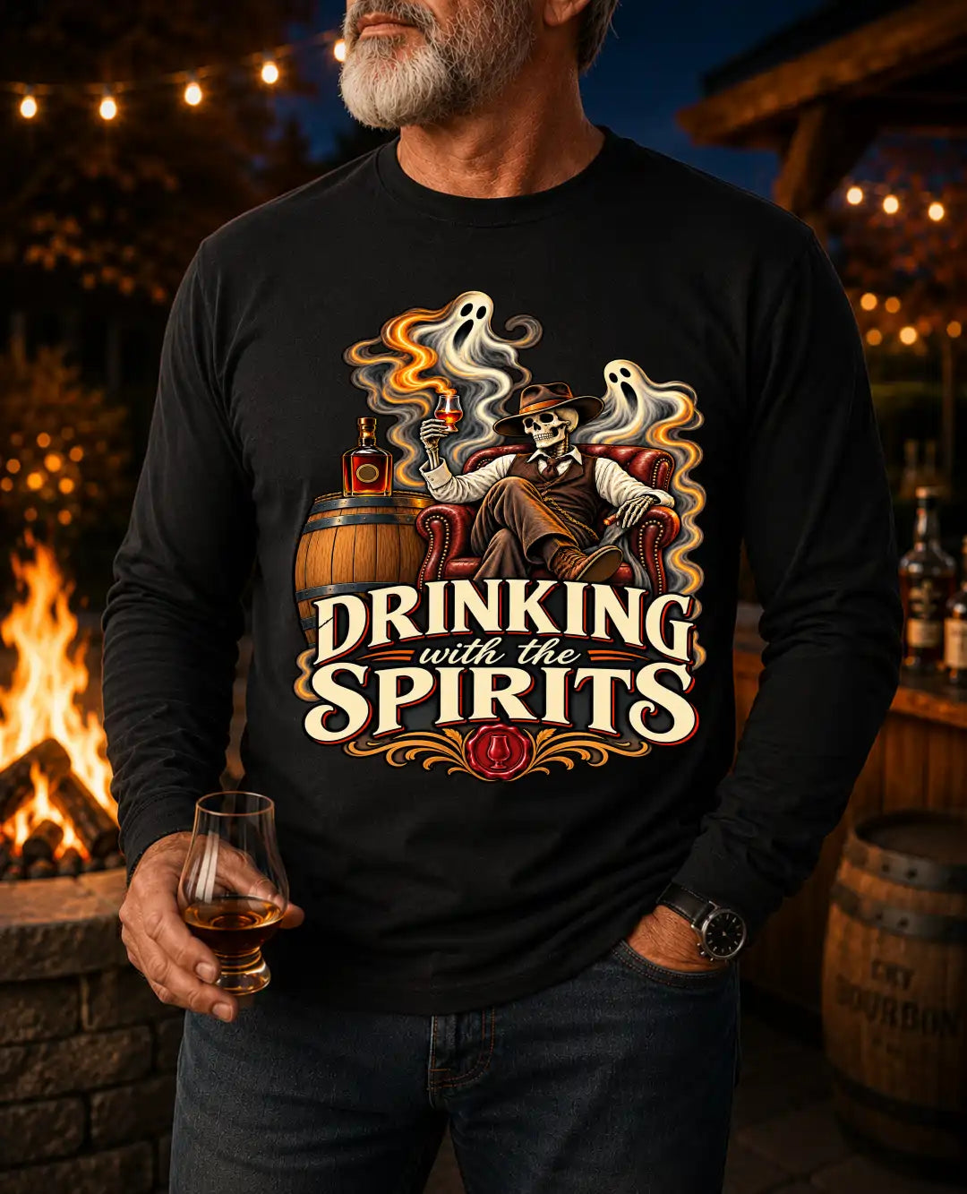Drinking with The Spirits | Long Sleeves Bourbon T-shirt