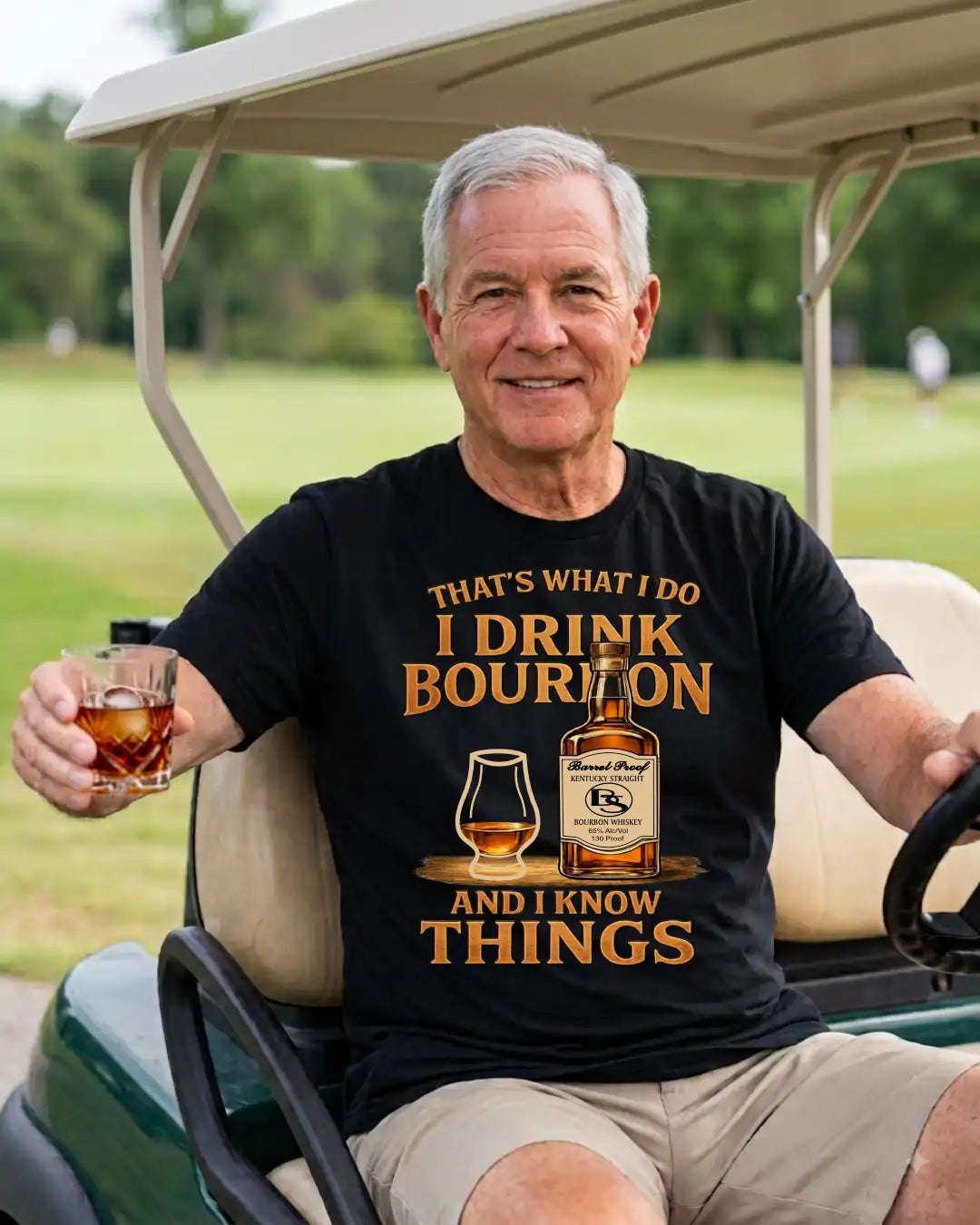 Golf and Bourbon black t-shirt