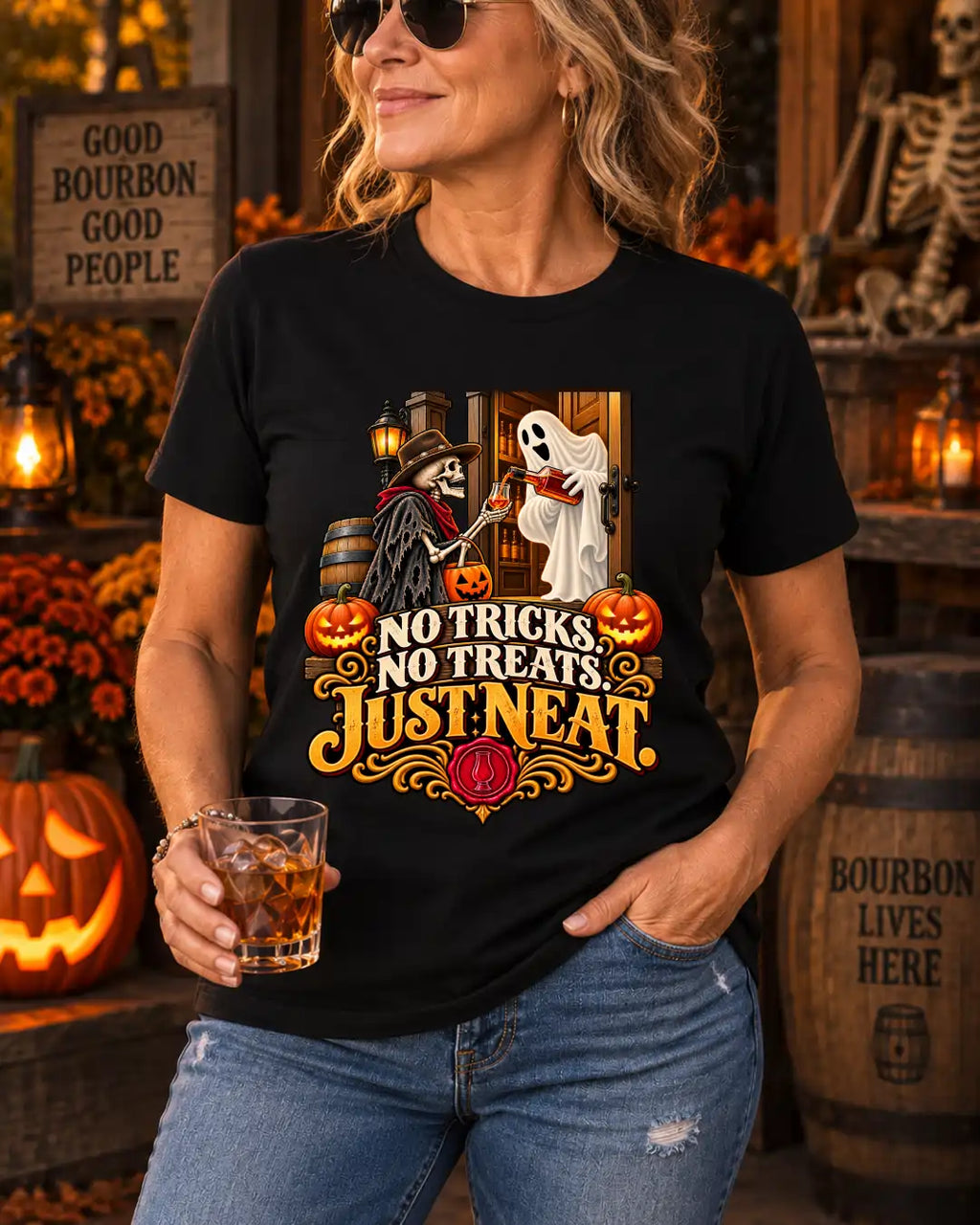 trick or neat bourbon tshirt