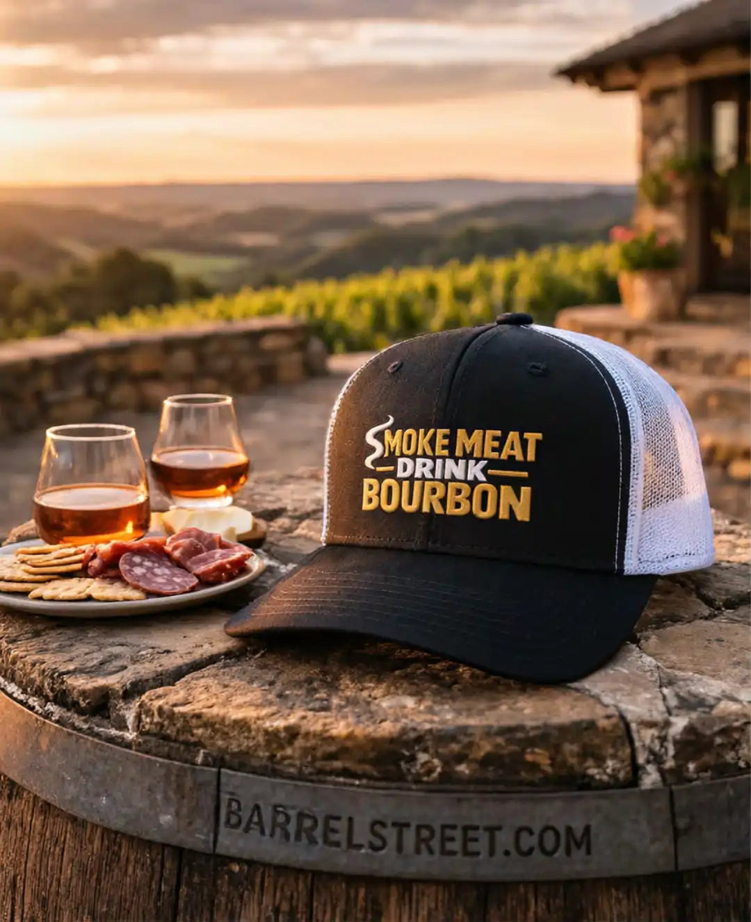 Smoke Meat Drink Bourbon | Premium Embroidered Hat
