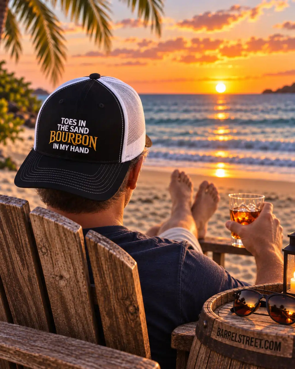 Toes in the Sand, Bourbon in my Hand | Premium Bourbon Embroidered Hat