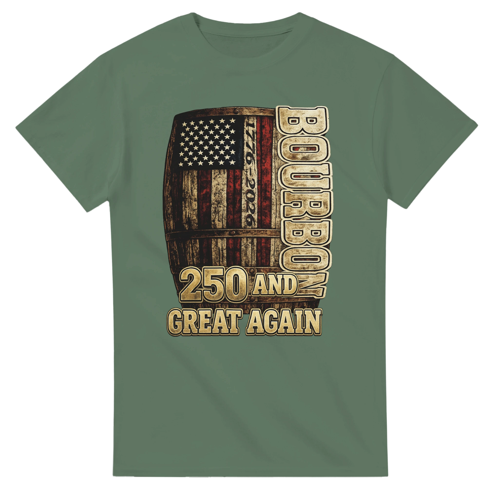 Bourbon & America 250th Anniversary Tee - military green front view